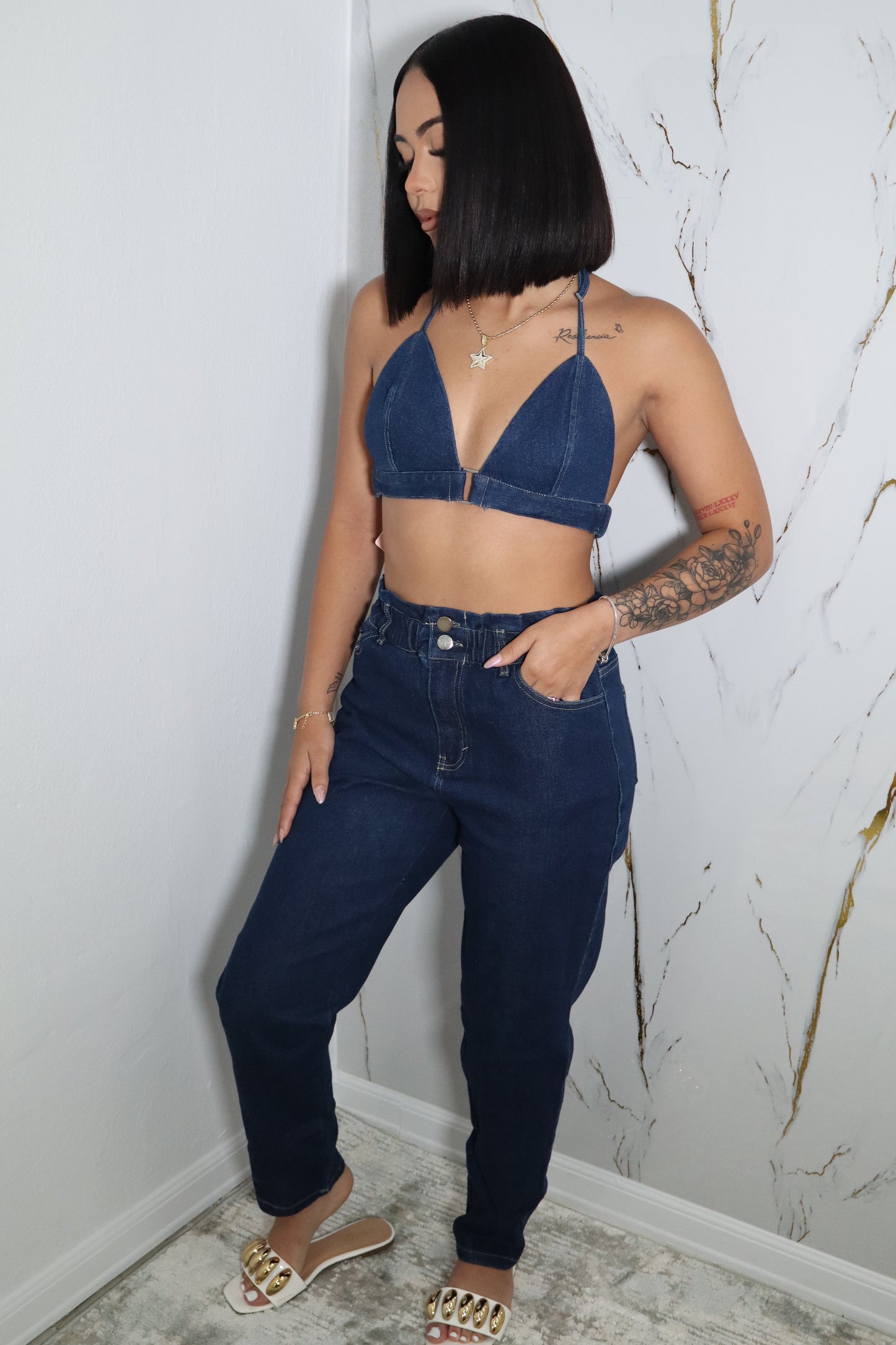 Set Denim Pant y Top